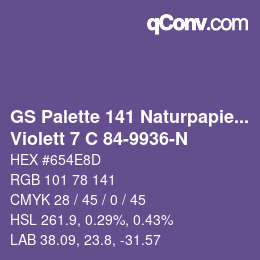 Farbcode: GS Palette 141 Naturpapier - Violett 7 C 84-9936-N | qconv.com