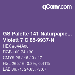 Farbcode: GS Palette 141 Naturpapier - Violett 7 C 85-9937-N | qconv.com