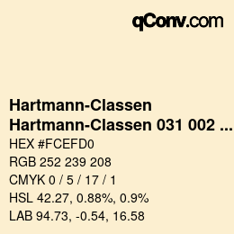 Farbcode: Hartmann-Classen - Hartmann-Classen 031 002 TETON elfenbein | qconv.com