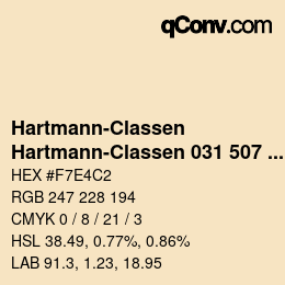 Code couleur: Hartmann-Classen - Hartmann-Classen 031 507 TETON sahara | qconv.com