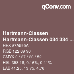 Code couleur: Hartmann-Classen - Hartmann-Classen 034 334 GAINSBOROUGH ba.rot | qconv.com