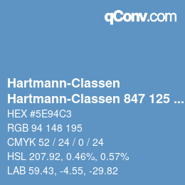 Código de color: Hartmann-Classen - Hartmann-Classen 847 125 PAPAGO meerblau | qconv.com