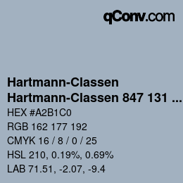 Farbcode: Hartmann-Classen - Hartmann-Classen 847 131 PAPAGO rauchblau | qconv.com