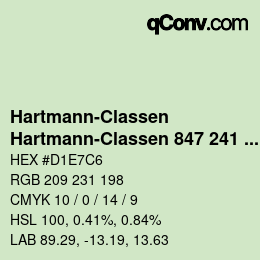 Code couleur: Hartmann-Classen - Hartmann-Classen 847 241 PAPAGO mintgruen | qconv.com
