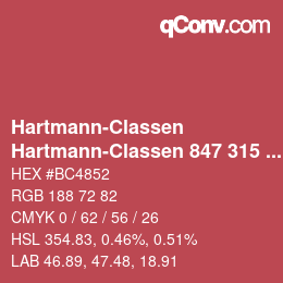 Farbcode: Hartmann-Classen - Hartmann-Classen 847 315 PAPAGO purpurrot | qconv.com