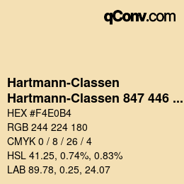 Farbcode: Hartmann-Classen - Hartmann-Classen 847 446 PAPAGO vanille | qconv.com