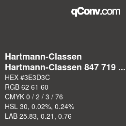 Code couleur: Hartmann-Classen - Hartmann-Classen 847 719 PAPAGO diamantschwarz | qconv.com