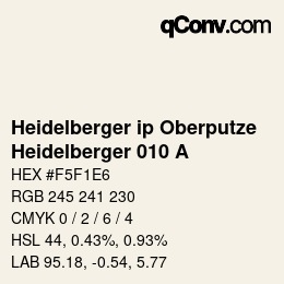 Código de color: Heidelberger ip Oberputze - Heidelberger 010 A | qconv.com