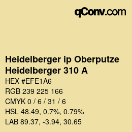 Código de color: Heidelberger ip Oberputze - Heidelberger 310 A | qconv.com