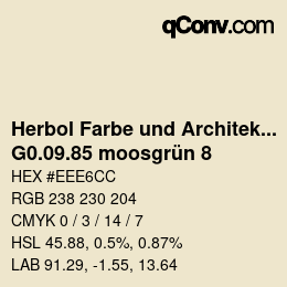 カラーコード: Herbol Farbe und Architektur - G0.09.85 moosgrün 8 | qconv.com