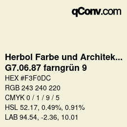 カラーコード: Herbol Farbe und Architektur - G7.06.87 farngrün 9 | qconv.com