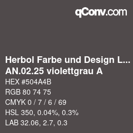 カラーコード: Herbol Farbe und Design Lacke - AN.02.25 violettgrau A | qconv.com