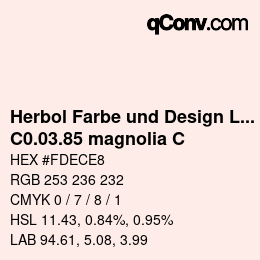Farbcode: Herbol Farbe und Design Lacke - C0.03.85 magnolia C | qconv.com