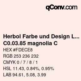 Farbcode: Herbol Farbe und Design Lacke - C0.03.85 magnolia C | qconv.com