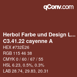 Farbcode: Herbol Farbe und Design Lacke - C3.41.22 cayenne A | qconv.com