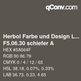 Farbcode: Herbol Farbe und Design Lacke - F5.06.30 schiefer A | qconv.com