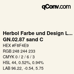 Code couleur: Herbol Farbe und Design Lacke - GN.02.87 sand C | qconv.com