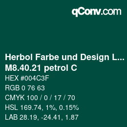 Farbcode: Herbol Farbe und Design Lacke - M8.40.21 petrol C | qconv.com