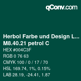 Code couleur: Herbol Farbe und Design Lacke - M8.40.21 petrol C | qconv.com