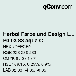 Farbcode: Herbol Farbe und Design Lacke - P0.03.83 aqua C | qconv.com