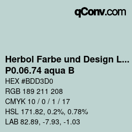 Farbcode: Herbol Farbe und Design Lacke - P0.06.74 aqua B | qconv.com