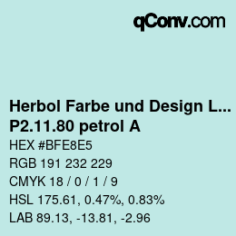 Code couleur: Herbol Farbe und Design Lacke - P2.11.80 petrol A | qconv.com