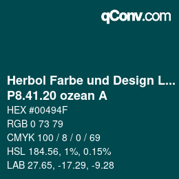 Farbcode: Herbol Farbe und Design Lacke - P8.41.20 ozean A | qconv.com