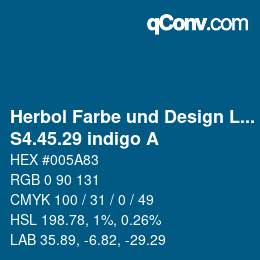 Code couleur: Herbol Farbe und Design Lacke - S4.45.29 indigo A | qconv.com