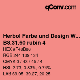 カラーコード: Herbol Farbe und Design Wandfarbe - B8.31.60 rubin 4 | qconv.com