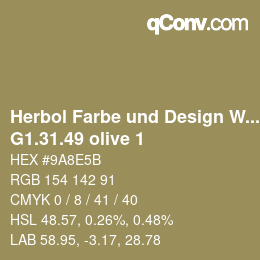 カラーコード: Herbol Farbe und Design Wandfarbe - G1.31.49 olive 1 | qconv.com