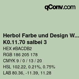 カラーコード: Herbol Farbe und Design Wandfarbe - K0.11.70 salbei 3 | qconv.com