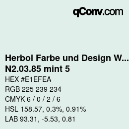 Farbcode: Herbol Farbe und Design Wandfarbe - N2.03.85 mint 5 | qconv.com