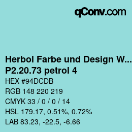 Farbcode: Herbol Farbe und Design Wandfarbe - P2.20.73 petrol 4 | qconv.com