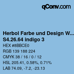 Farbcode: Herbol Farbe und Design Wandfarbe - S4.26.64 indigo 3 | qconv.com