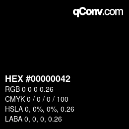 カラーコード: HEX #00000042 | qconv.com