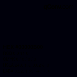 Color code: HEX #00000B00 | qconv.com