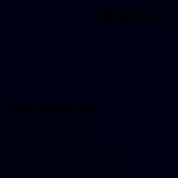 Color code: HEX #00001300 | qconv.com