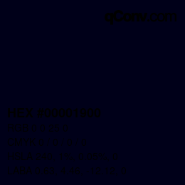 Color code: HEX #00001900 | qconv.com