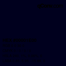 Color code: HEX #00001E00 | qconv.com