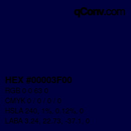 Color code: HEX #00003F00 | qconv.com