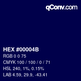 カラーコード: HEX #00004B | qconv.com