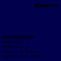 Color code: HEX #00004C00 | qconv.com