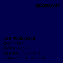 Color code: HEX #00004C00 | qconv.com