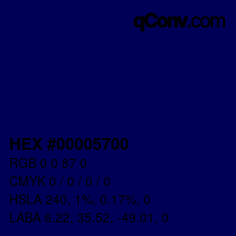 Farbcode: HEX #00005700 | qconv.com