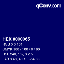 颜色代码: HEX #000065 | qconv.com