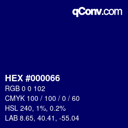 颜色代码: HEX #000066 | qconv.com