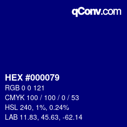 颜色代码: HEX #000079 | qconv.com