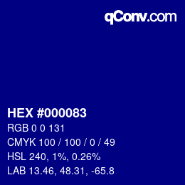 Código de color: HEX #000083 | qconv.com