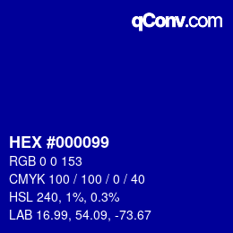 颜色代码: HEX #000099 | qconv.com