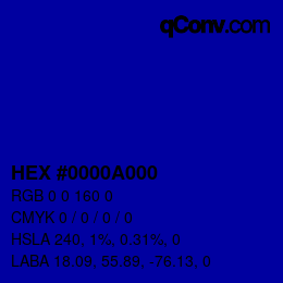 Color code: HEX #0000A000 | qconv.com
